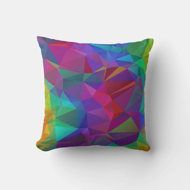 Colourful Polygonal Mosaic Pattern Throw Pillow (Front)