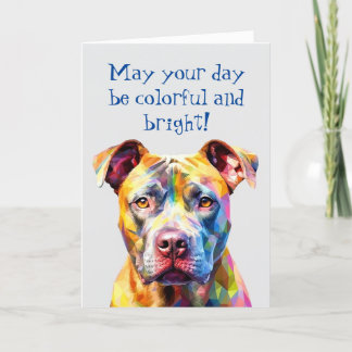 Colourful Polygonal Pit Bull Dog Greeting Card