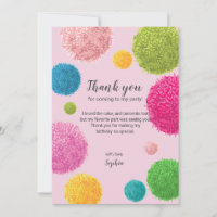 Colourful Pom Pom Birthday Thank You Card