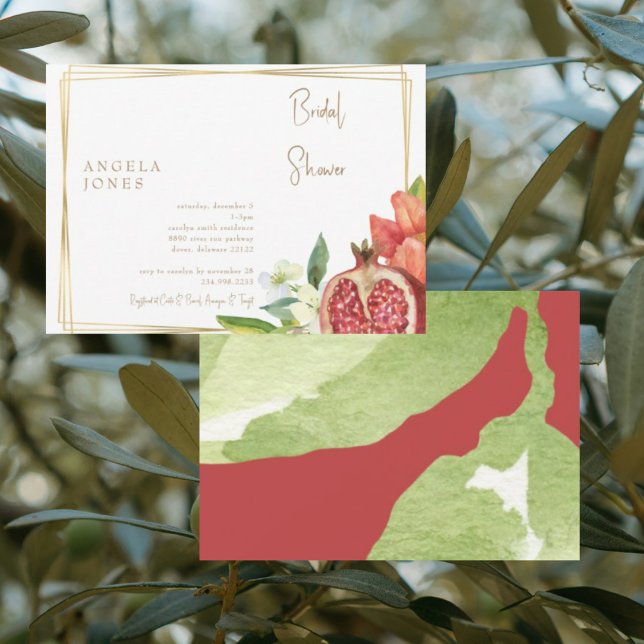 Colourful Pomegranate Foliage Bridal Shower II Invitation (Creator Uploaded)