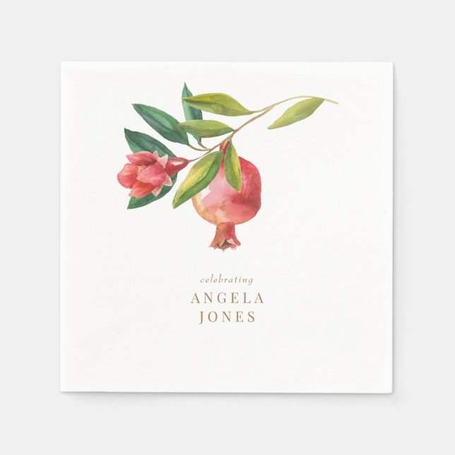 Colourful Pomegranate Foliage Bridal Shower Napkin (Front)