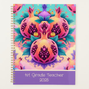 Colourful pomegranate for 1st grade 2026 custom planner