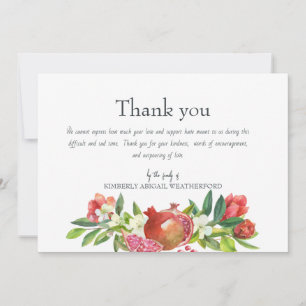 Colourful Pomegranate Funeral Thank You Card