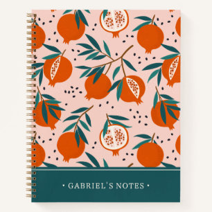 Colourful Pomegranate Pattern   Add Your Name Notebook