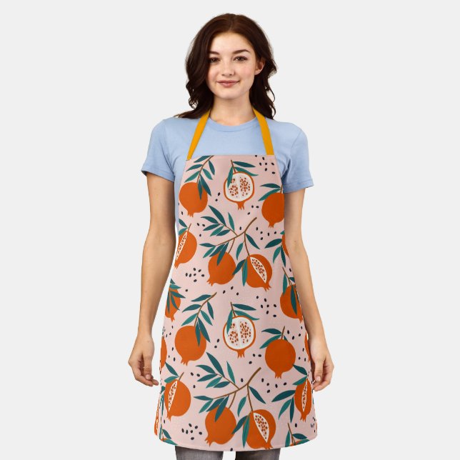 Colourful Pomegranate Pattern Apron (Worn)
