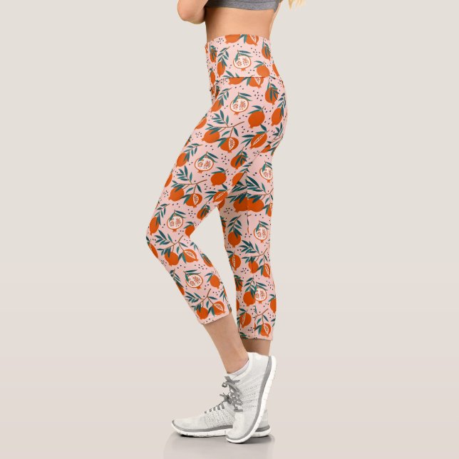 Colourful Pomegranate Pattern Capri Leggings (Left)