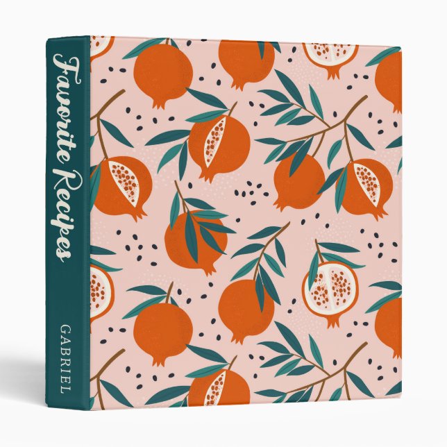 Colourful Pomegranate Pattern | Recipe Book Binder (Front/Spine)