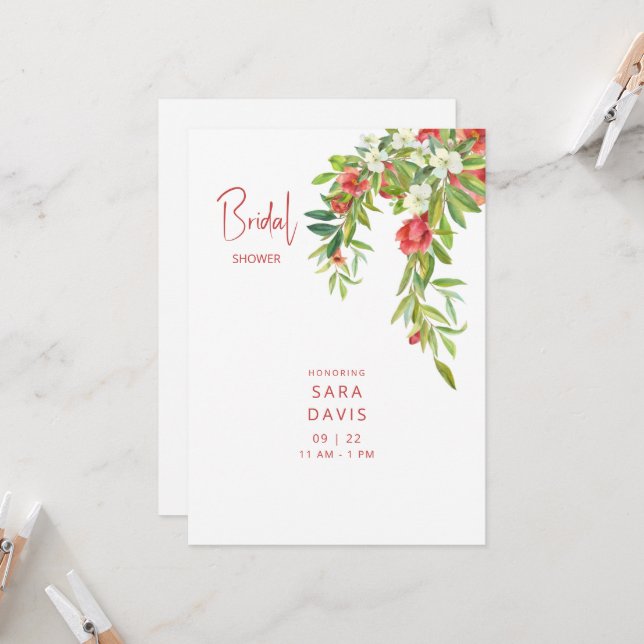 Colourful Pomegranate Tuscan Bridal Invitation (Front/Back In Situ)