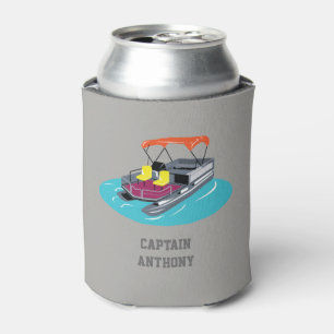 Colourful Pontoon Boat Personalized Can Cooler