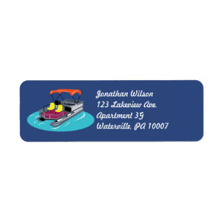 Colourful Pontoon Boat Return Address Labels