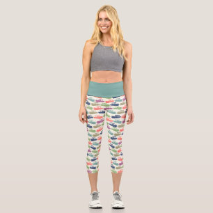 Colourful Pontoon Boats Patterned Boating Print Capri Leggings