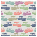 Colourful Pontoon Boats Patterned Boating Print Fabric