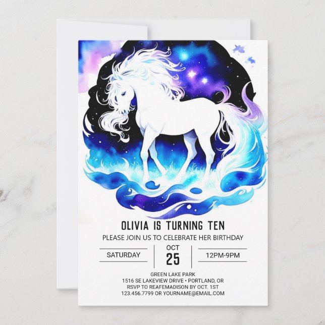 Colourful Pony Delight Birthday Invitation (Front)
