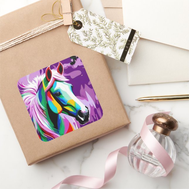 Colourful Pony Square Sticker (Gifting)
