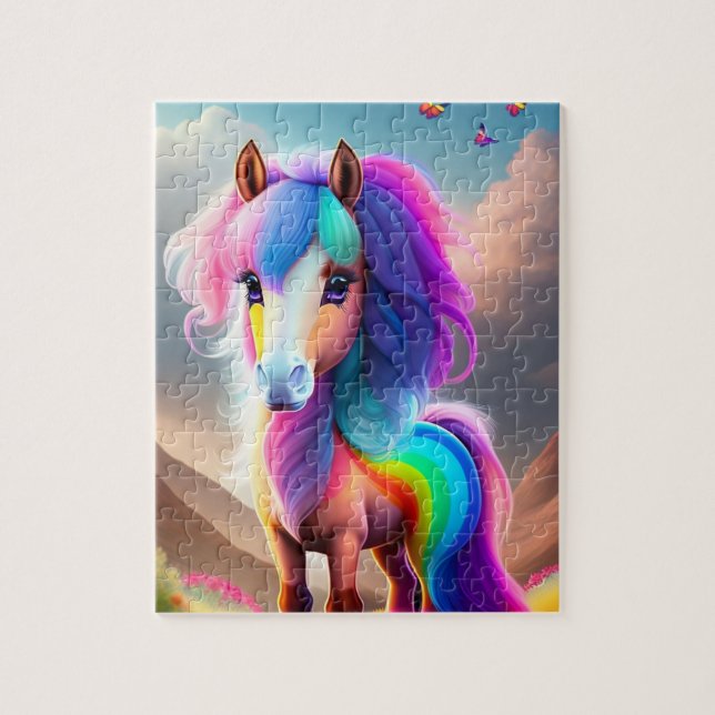 Colourful Pony With Rainbow Colours, Pony Jigsaw Puzzle (Vertical)
