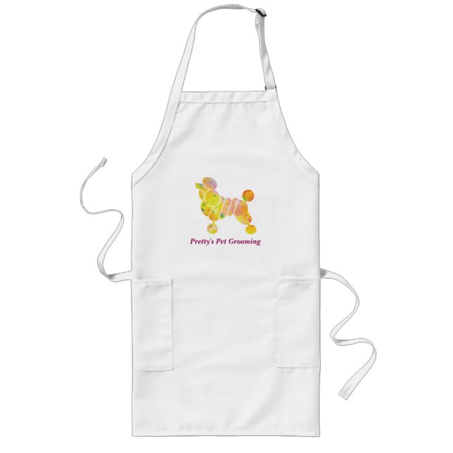 Colourful Poodle Pet Grooming Service Long Apron (Front)