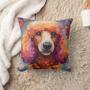 Colourful Poodle Throw Pillow