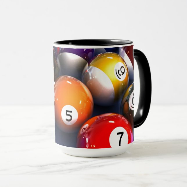 Colourful Pool Lover Billiard Balls Mug (Front Right)