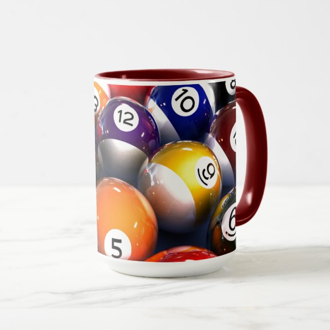 Colourful Pool Lover Billiard Balls Mug (Front Right)