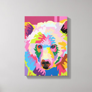 Colourful Pop Art Bear Portrait Canvas Print