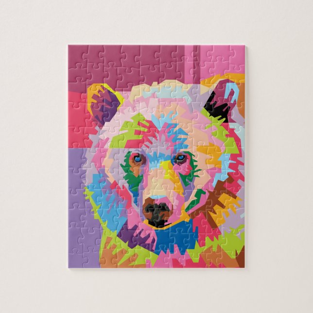 Colourful Pop Art Bear Portrait Jigsaw Puzzle (Vertical)