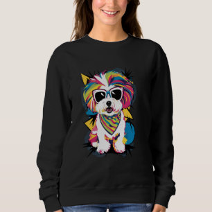 Colourful Pop Art Bichon Frise Dog Lover Portrait Sweatshirt