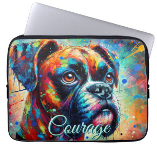 Colourful Pop Art Boxer Dog Personalized Laptop Sleeve