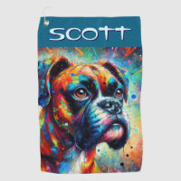 Colourful Pop Art Boxer Dog Personalized Teal Blue