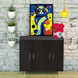Colourful Pop Art Cat Poster<br><div class="desc">Glossy poster print, with colourful pop art style graphics of a cool cat in glasses.</div>