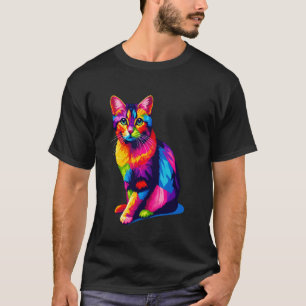 Colourful Pop Art Chausie Jungle Curl Cat T-Shirt