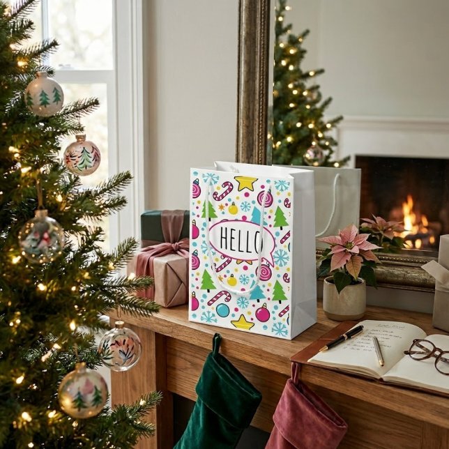 Colourful Pop Art Christmas Tree Pattern – Merry P Small Gift Bag (Creator Uploaded)