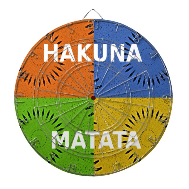 Colourful Pop Art Collage & "Hakuna Matata" Messag Dartboard (Front)