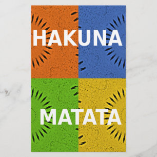 Colourful Pop Art Collage & "Hakuna Matata" Messag Stationery