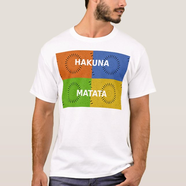 Colourful Pop Art Collage & "Hakuna Matata" Messag T-Shirt (Front)