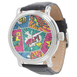 Colourful Pop Art Design - Whimsical Retro Comic Watch