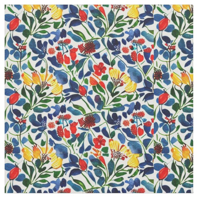 Colourful Pop Art Flowers Fabric (Close Up)