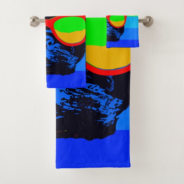 Colourful Pop Art French Bulldog Bath Towel Set (Insitu)