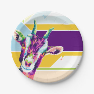 Colourful Pop Art Goat Paper Plates