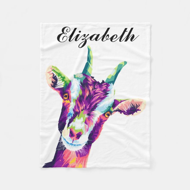 Colourful Pop Art Goat Personalized Fleece Blanket (Front)