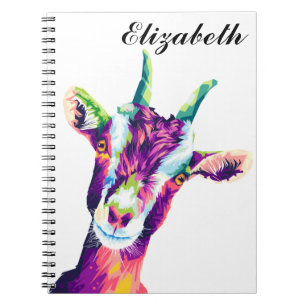 Colourful Pop Art Goat Personalized Notebook