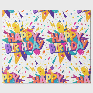Colourful Pop Art Happy Birthday  Wrapping Paper