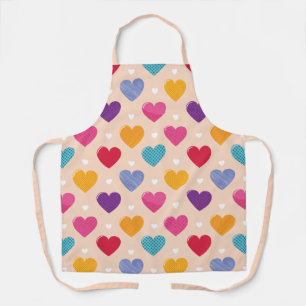 Colourful Pop Art Heart Pattern Apron