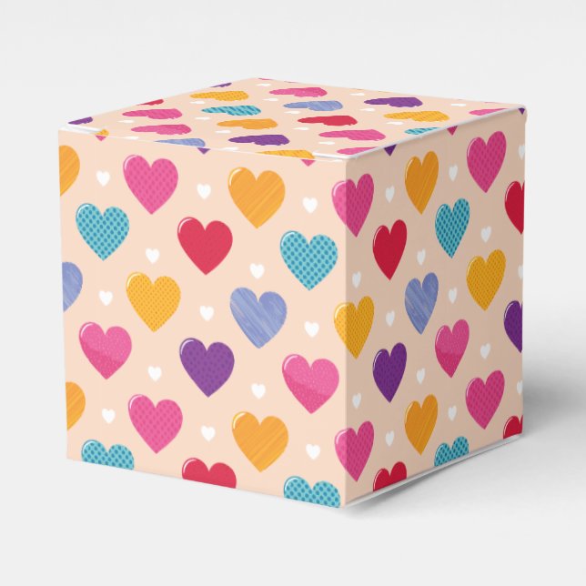 Colourful Pop Art Heart Pattern Favor Box (Front Side)