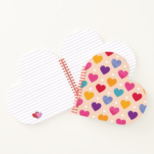 Colourful Pop Art Heart Pattern Notebook