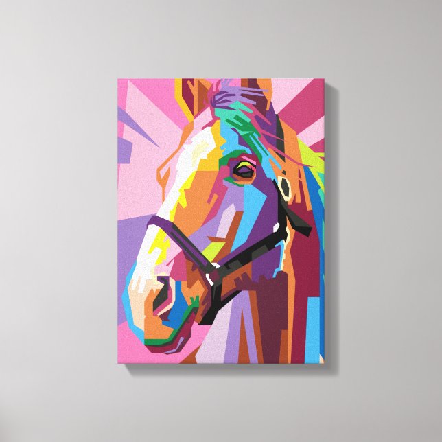 Colourful Pop Art Horse Portrait Canvas Print (Front)