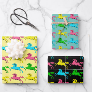 Colourful Pop Art Horse Wrap Craft Paper