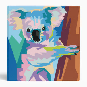 Colourful Pop Art Koala Portrait Binder