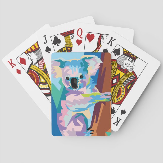 Colourful Pop Art Koala Portrait Playing Cards (Back)