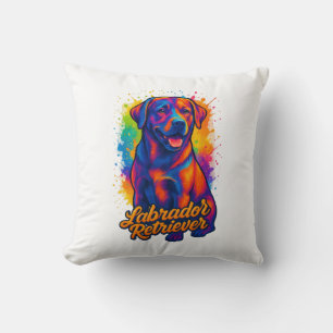 Colourful Pop Art Labrador Retriever – Vibrant Dog Throw Pillow