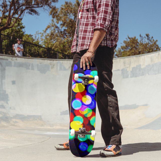 Colourful Pop Art Light Bubbles Skateboard Deck (Outdoor 2)